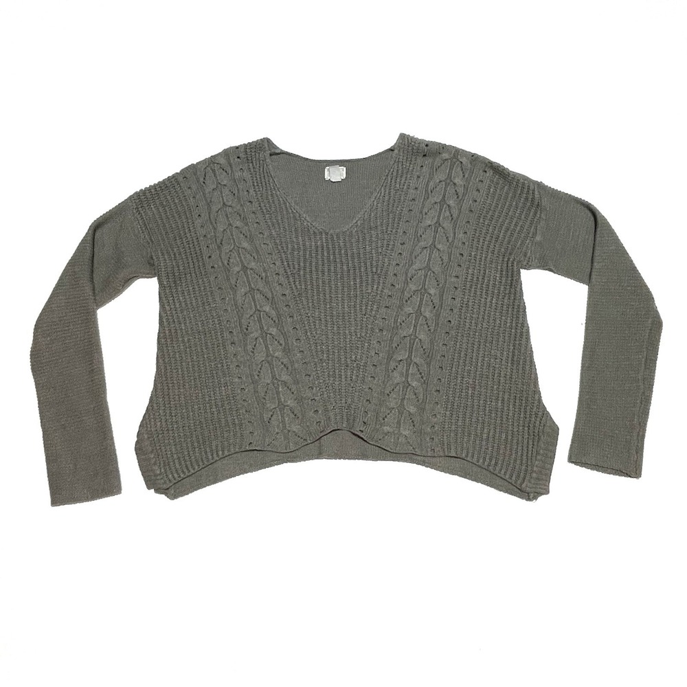 Converse One Star Oversized Knitted Sweater‎ Crop Top Women's Size Large Gray